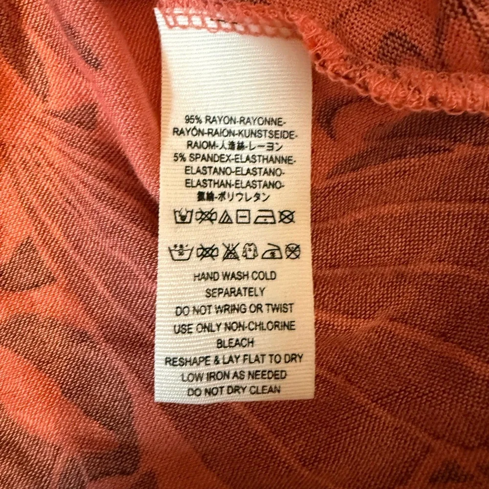NWT Free People Open Sleeve Floral V-Neck Top Coral Combo Sz L